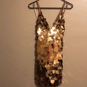 ASOS Gold Disc Dress Sz 2 - NEW